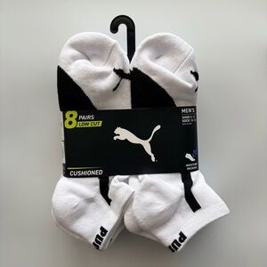 Puma men’s low cut socks 8 pack size 8-12 white black